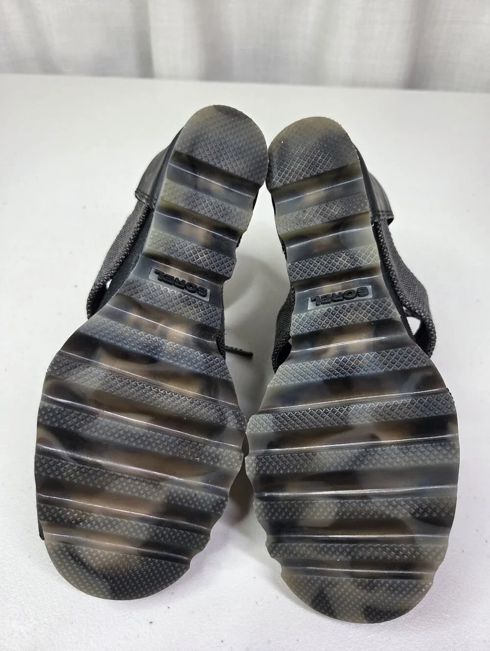 Sorel Joanie Leather Lace Up Wedge Sandals Women's Black Open-Toe